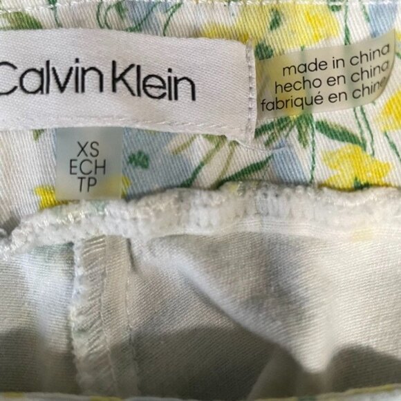 Calvin Klein Floral Print Pants XS Casual Summer Beach Elegant Vacation Boho - Picture 2 of 9